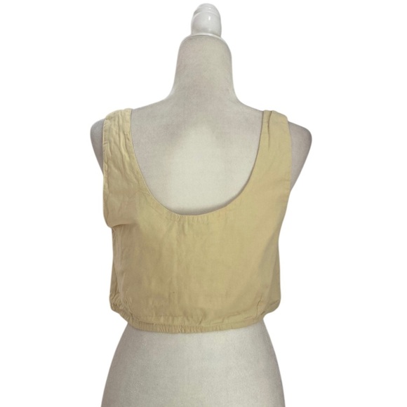 With Jean Butter Yellow Scoop Neck Crop Top Sleeveless Summer Essential - Picture 7 of 8